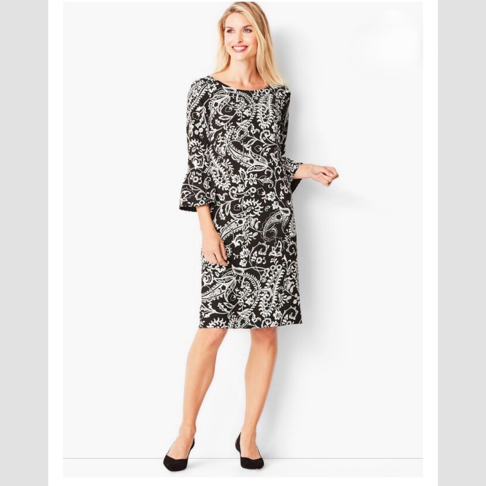 Talbots Crepe Shift Dress Paisley 6